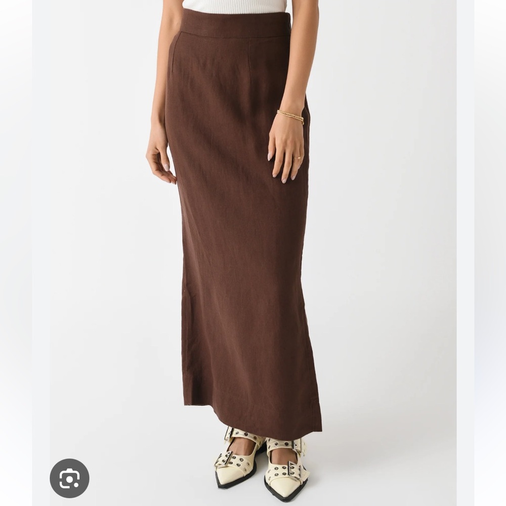 Posse Brown Linen Maxi Skirt